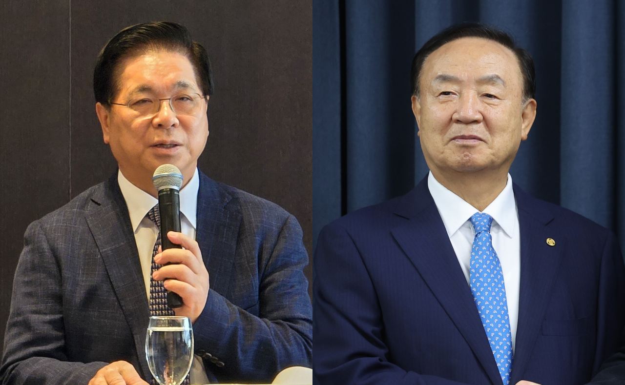 기독교대한하나님의성회와 대한예수교장로회 백석 총회 실세로 알려진 여의도순복음교회 이영훈 목사(왼쪽)와 백석 교단 대표총회장 장종현 목사(오른쪽) (사진=연합뉴스) 